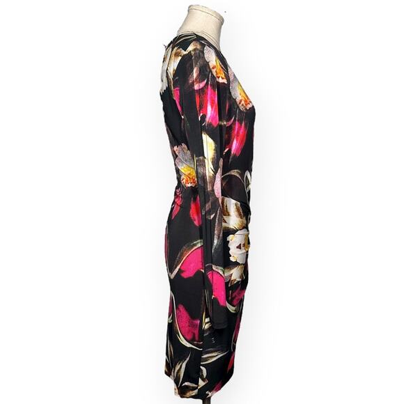 TED BAKER Long Sleeve Sheath Dress Twisted Knot Ruched Floral Cocktail Office - Picture 7 of 12